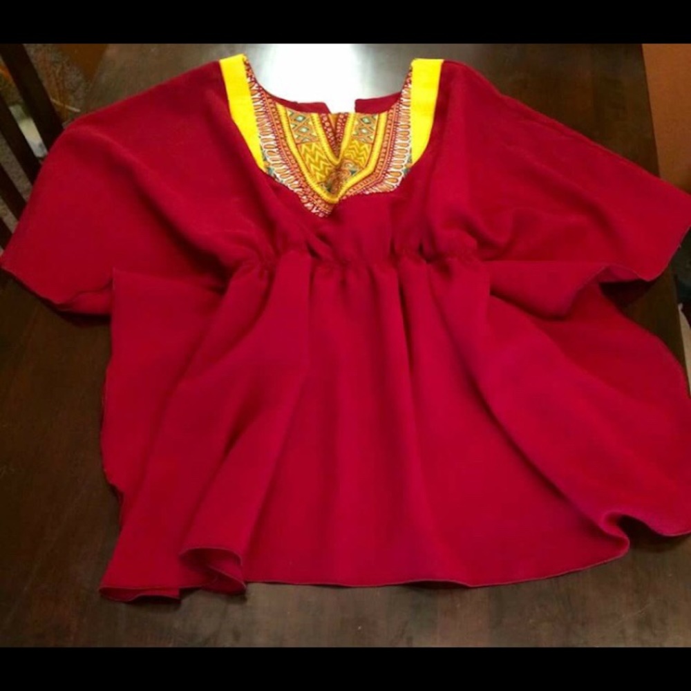 Maroon African Print Flare Mini Dress